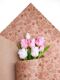 Бумага крафт 70г/м2, 70см x 1м, 10 листов Праздник красный