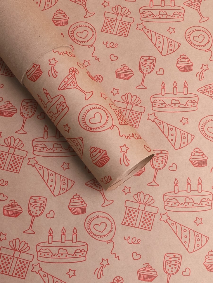 Бумага крафт 70г/м2, 70см x 1м, 10 листов Праздник красный Бумага крафт 70г/м2, 70см x 1м, 10 листов Праздник красный