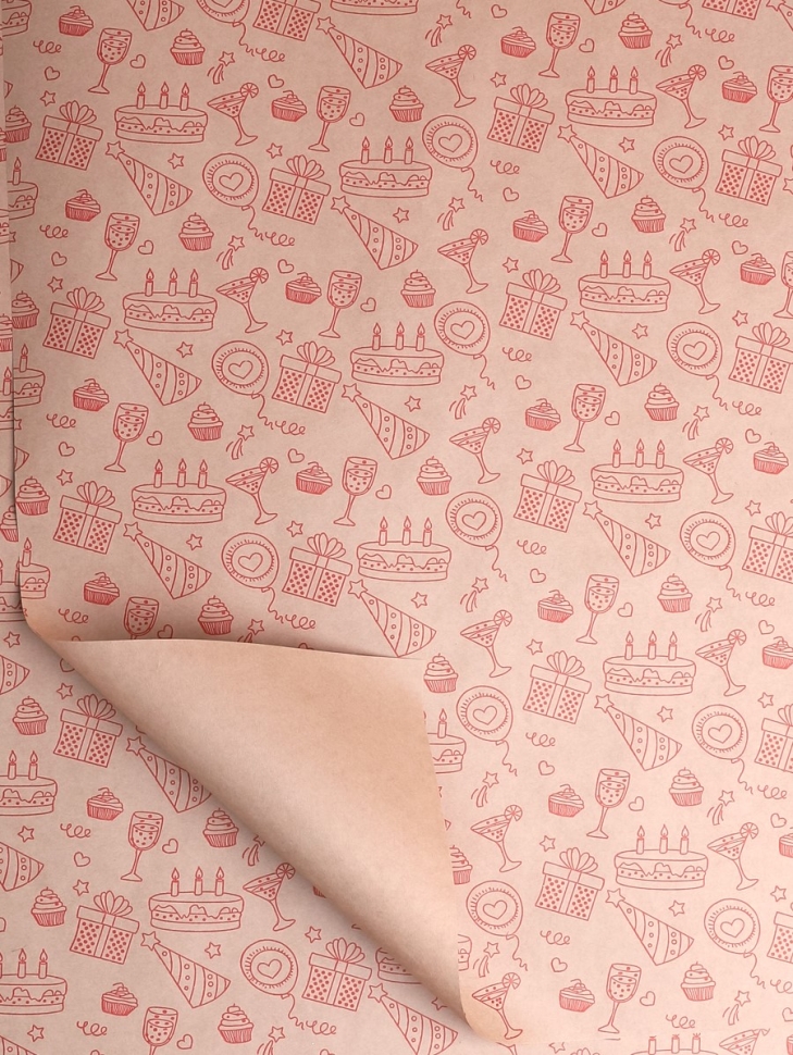 Бумага крафт 70г/м2, 70см x 1м, 10 листов Праздник красный Бумага крафт 70г/м2, 70см x 1м, 10 листов Праздник красный