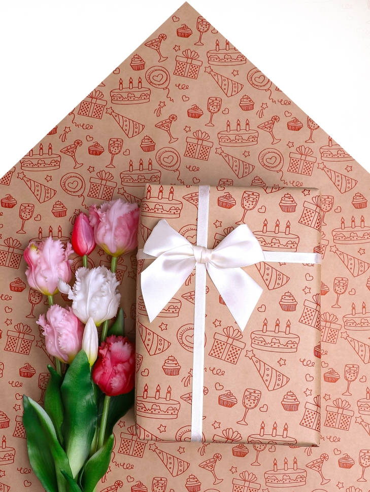 Бумага крафт 70г/м2, 70см x 1м, 10 листов Праздник красный Бумага крафт 70г/м2, 70см x 1м, 10 листов Праздник красный