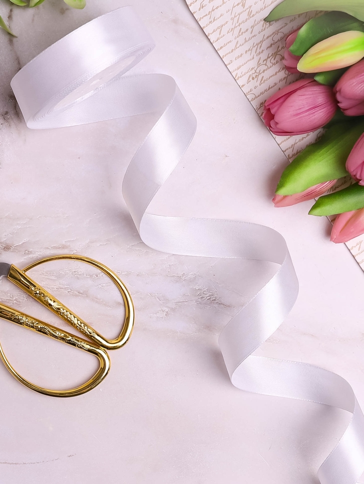 Лента атласная 25мм х 25 ярд JD белый Лента атласная 25мм х 25 ярд JD белый