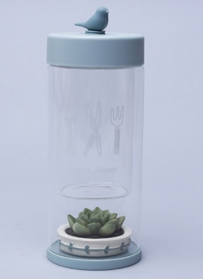 Бутылка с кактусом 450мл серый А Бутылка с кактусом 450мл серый А