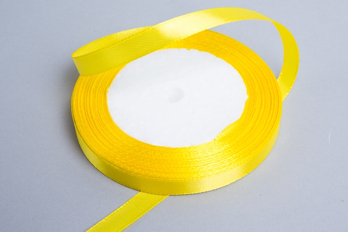 Лента атласная 10мм х 25ярд JD лимонный
